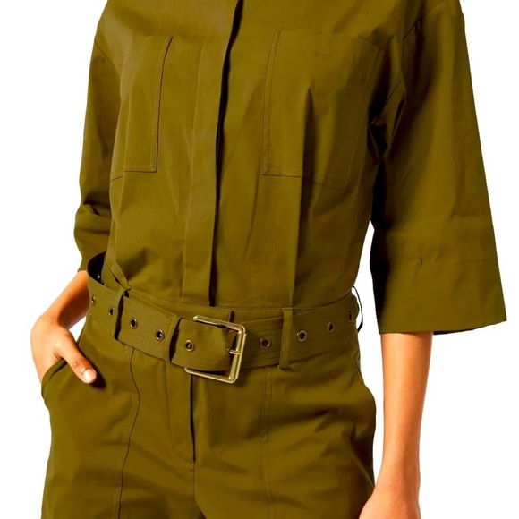 Michael Kors - Utility Army Green Stretch Organic Cotton Jumpsuit Size Small - Picture 4 of 13